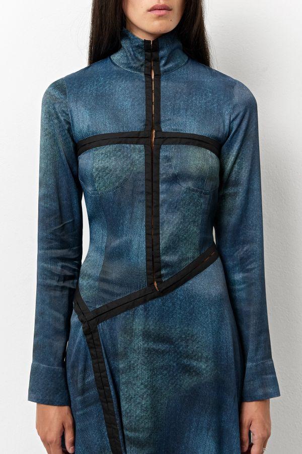 Miista Chione Dress Blue Multifuntional Print