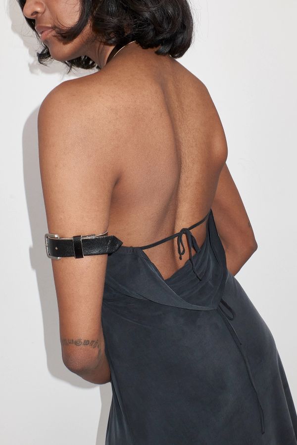 Miista Cira Dress Washed Black Cupro Belted