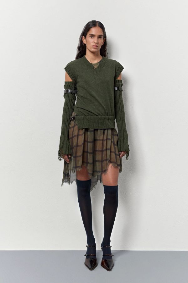 Miista Cora Vest Khaki Cashmere Wool Blend