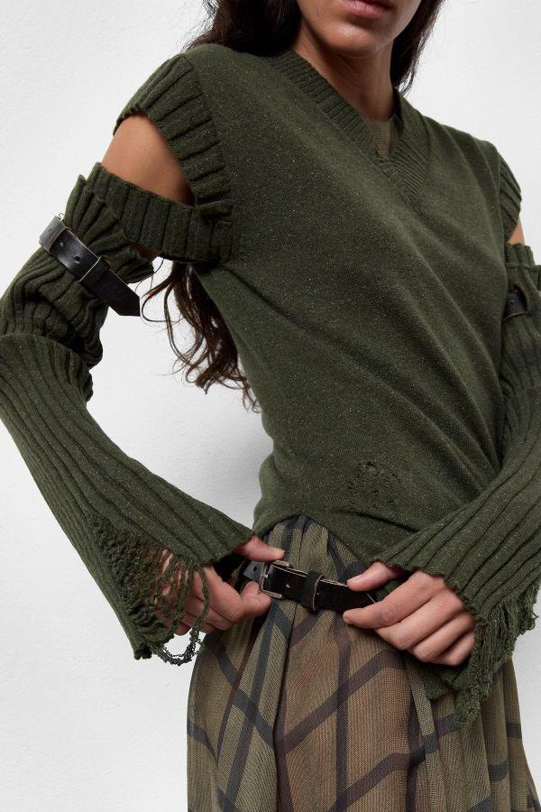 Miista Cora Vest Khaki Cashmere Wool Blend