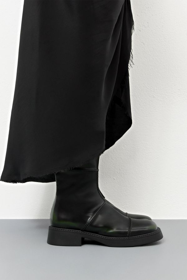 Miista Dahlia Boots Black Khaki Brush Off Leather