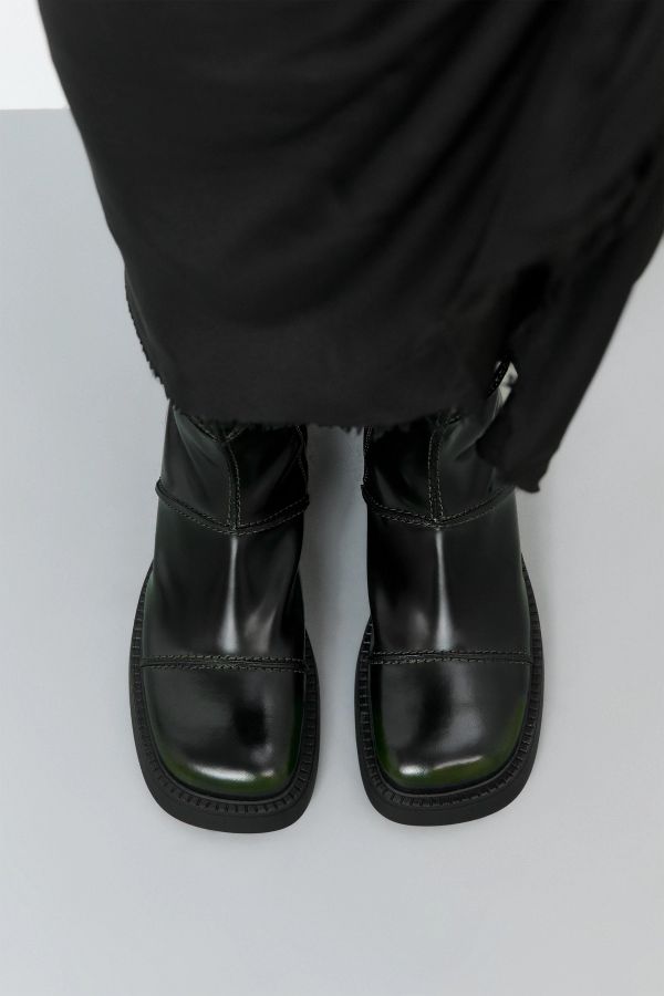 Miista Dahlia Boots Black Khaki Brush Off Leather