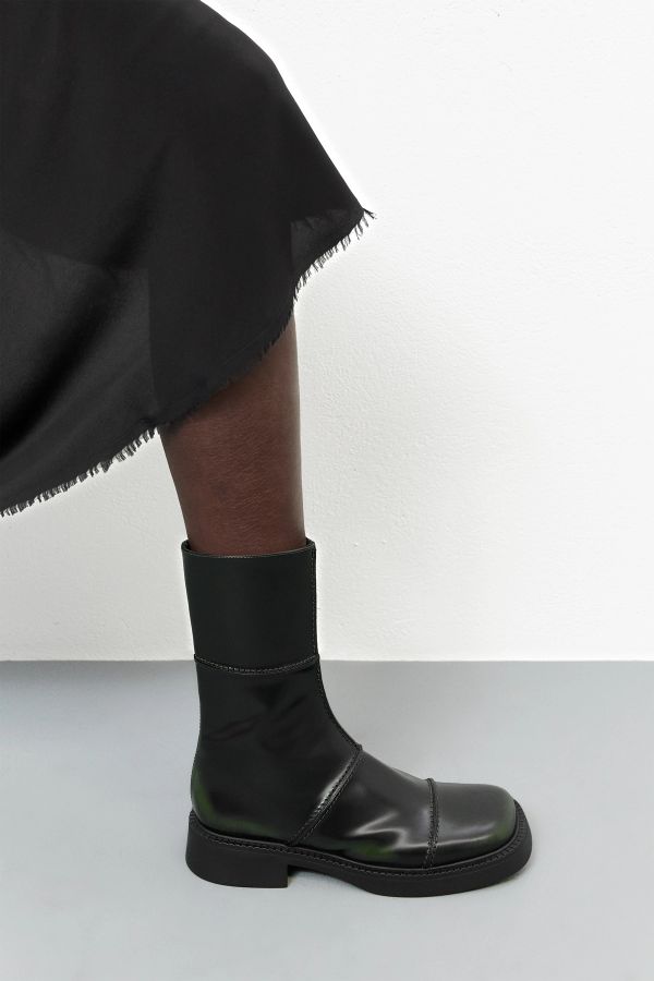 Miista Dahlia Boots Black Khaki Brush Off Leather