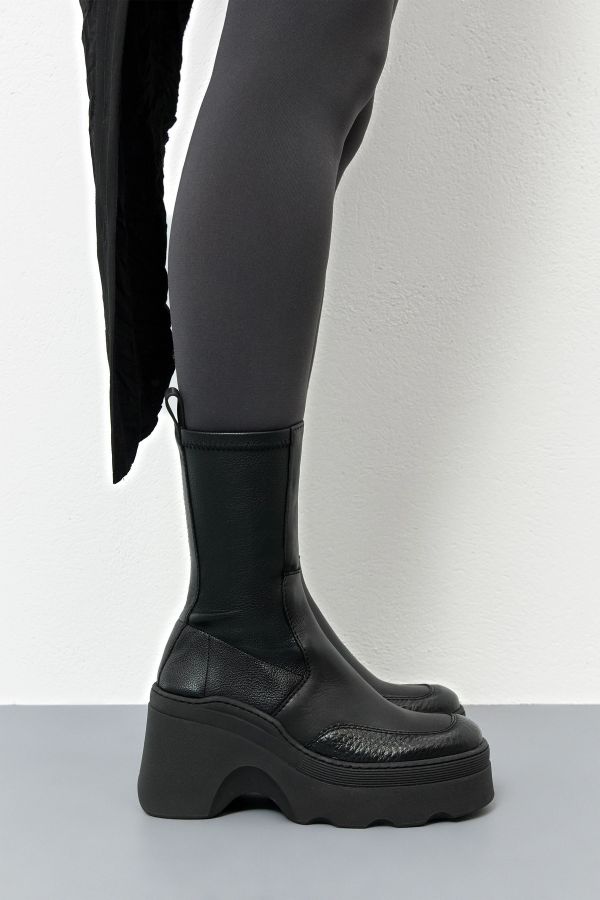 Miista Deandra Boots Black Stretch Grain Leather