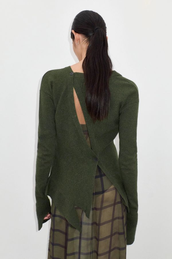 Miista Dhesa Cardigan Khaki Cashmere Wool Blend