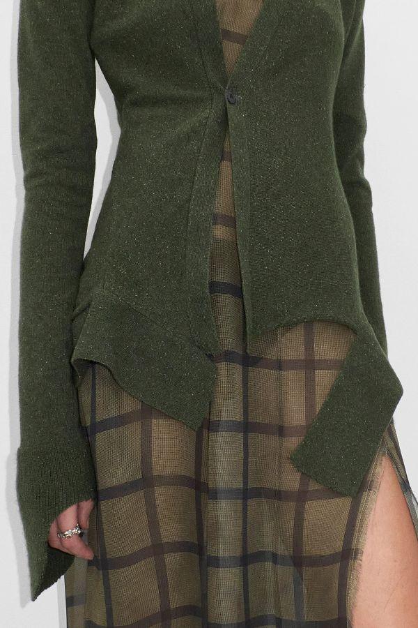 Miista Dhesa Cardigan Khaki Cashmere Wool Blend