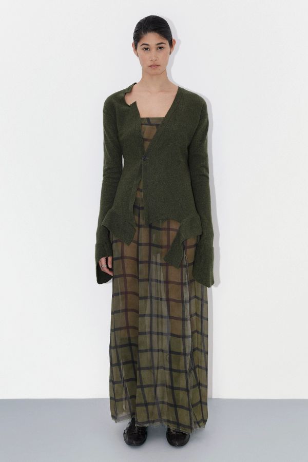 Miista Dhesa Cardigan Khaki Cashmere Wool Blend