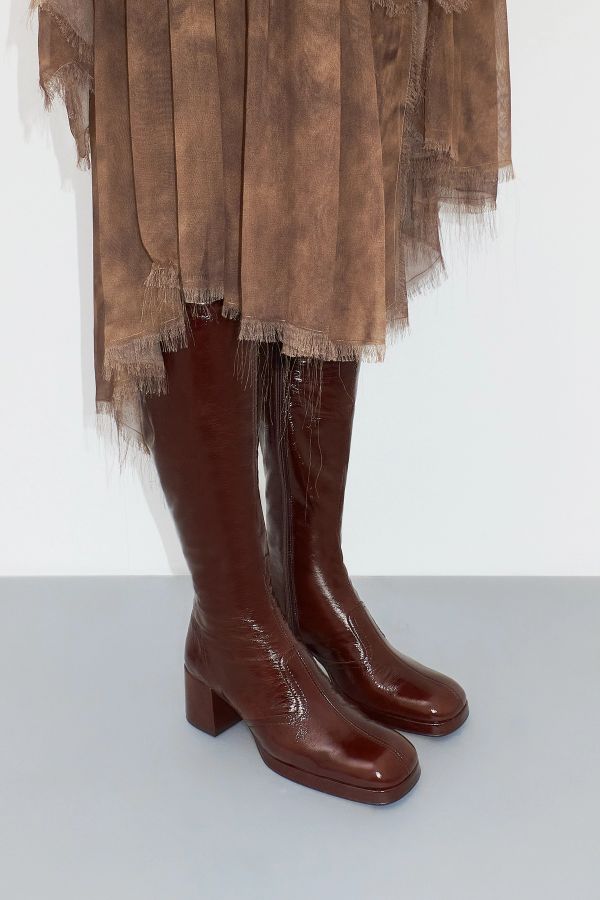 miista Donna Boots Brown Crinkle Leather