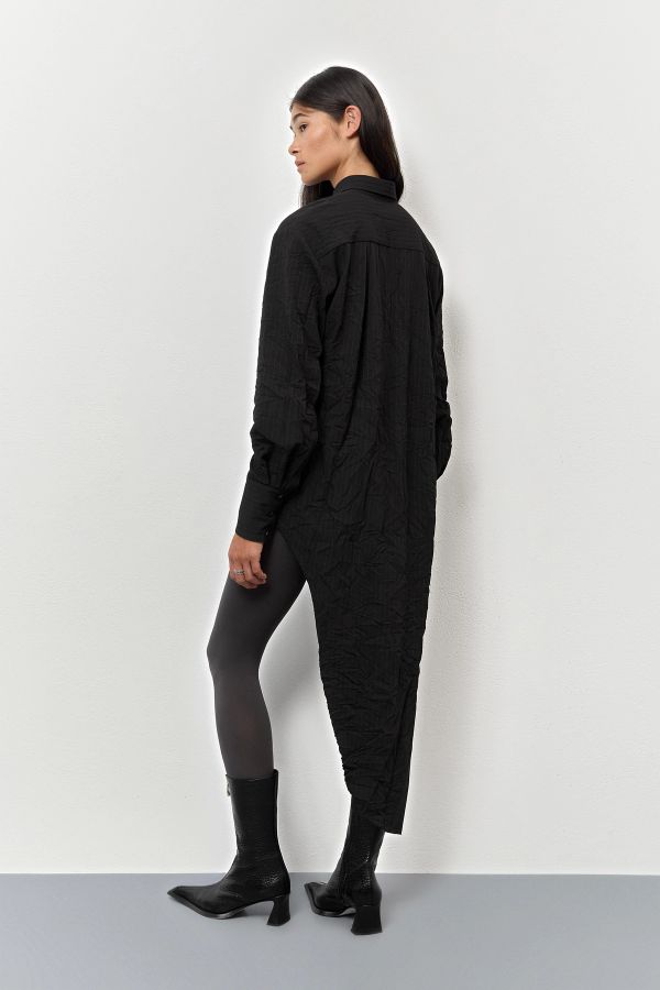 Miista Elie Shirt Black Wrinkled Pinstripe