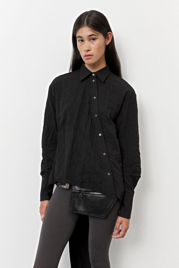 miista Elie Shirt Black Wrinkled Pinstripe