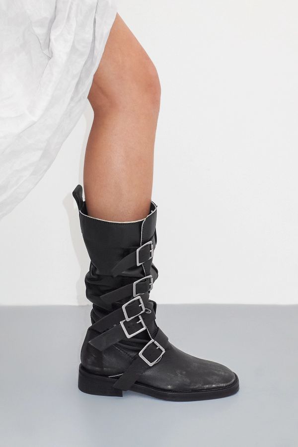 Miista Evie Boots Black Brush-Off Leather