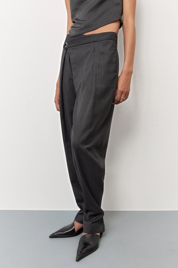 Miista Finn Trousers Grey Pinstriped Virgin Wool