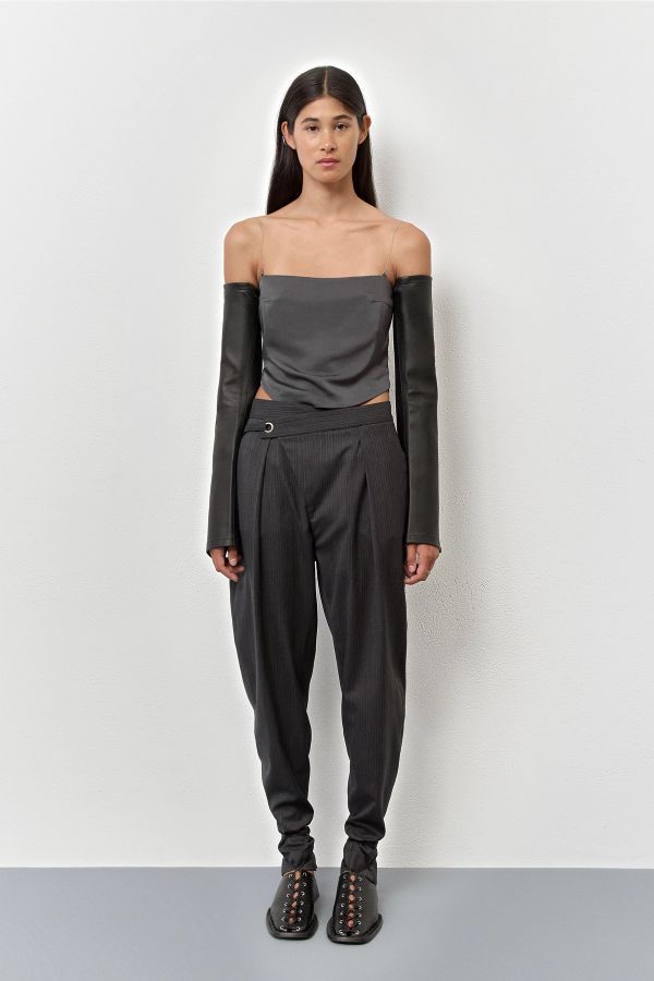 miista Finn Trousers Grey Pinstriped Virgin Wool