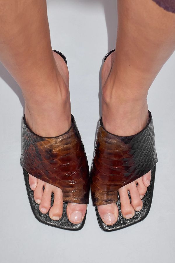 Miista Gaelle Sandals Brown Snake Embossed Leather