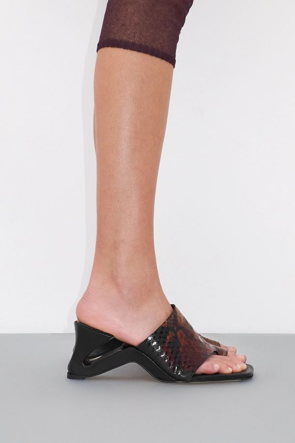 Miista Gaelle Sandals Brown Snake Embossed Leather