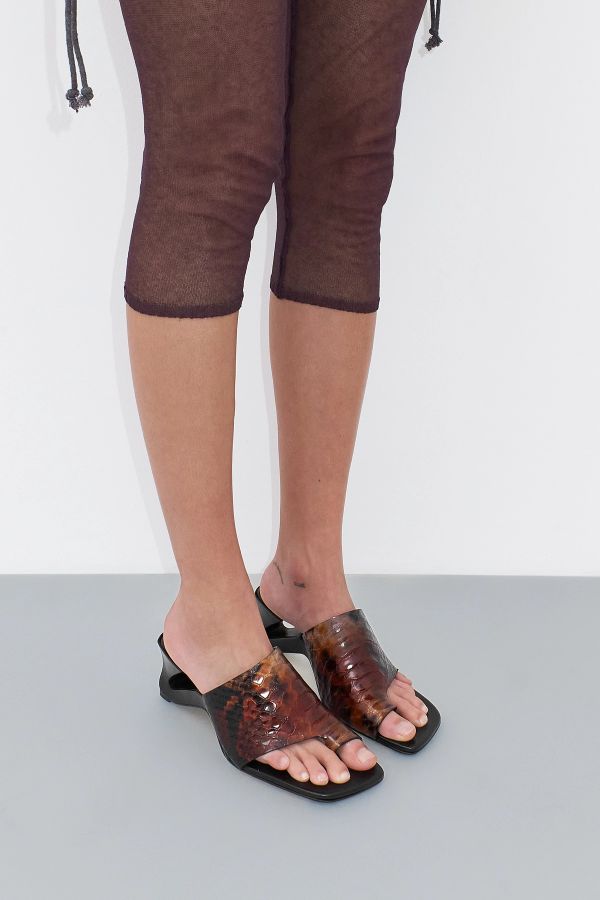 miista Gaelle Sandals Brown Snake Embossed Leather