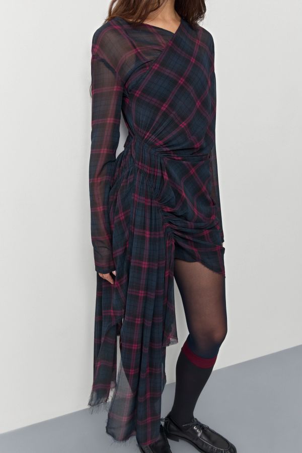 Miista Gaia Dress Burgundy Check