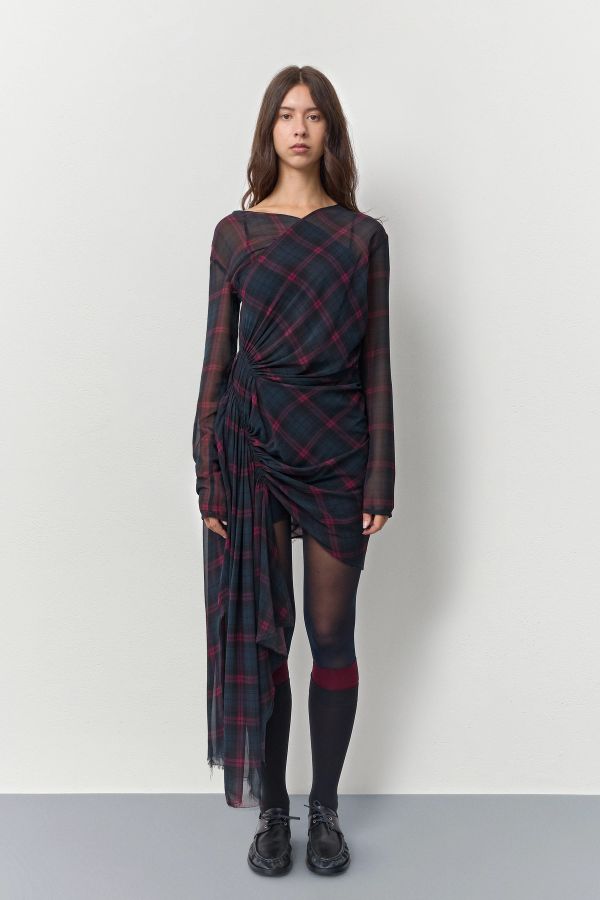 miista Gaia Dress Burgundy Check