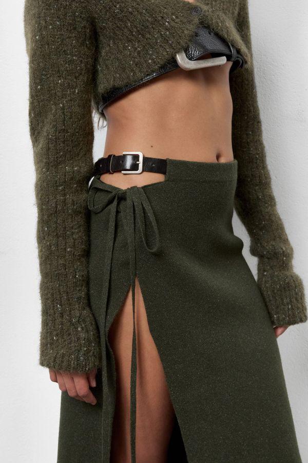 Miista Galena Skirt Khaki Cashmere Wool Blend