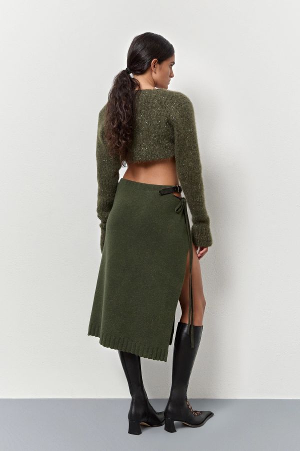 Miista Galena Skirt Khaki Cashmere Wool Blend