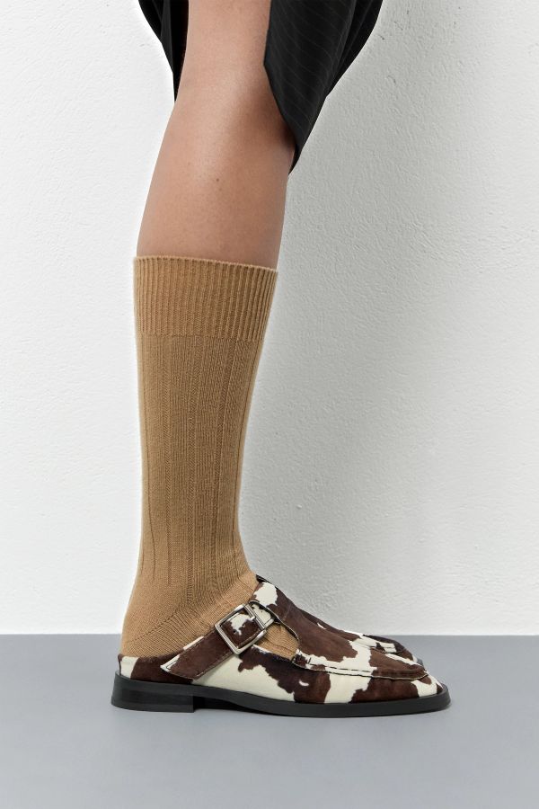 Miista Gianna Mules Cow Print Faux Suede