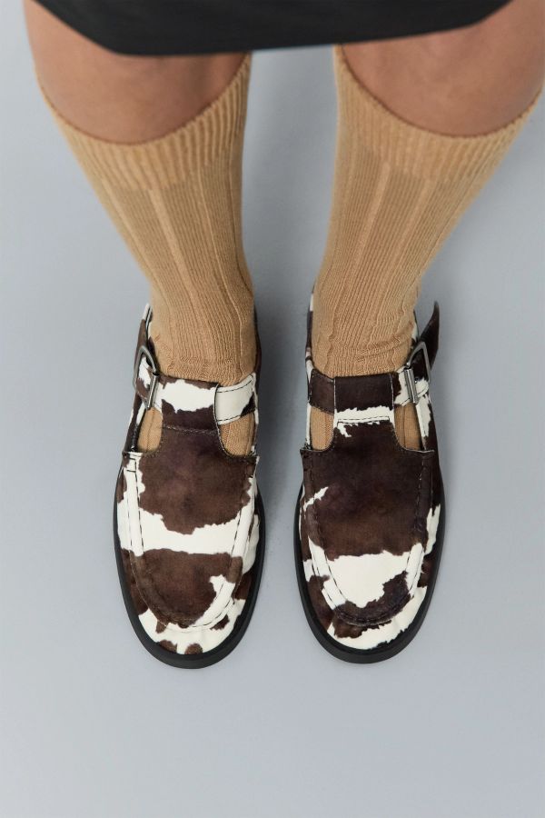 Miista Gianna Mules Cow Print Faux Suede