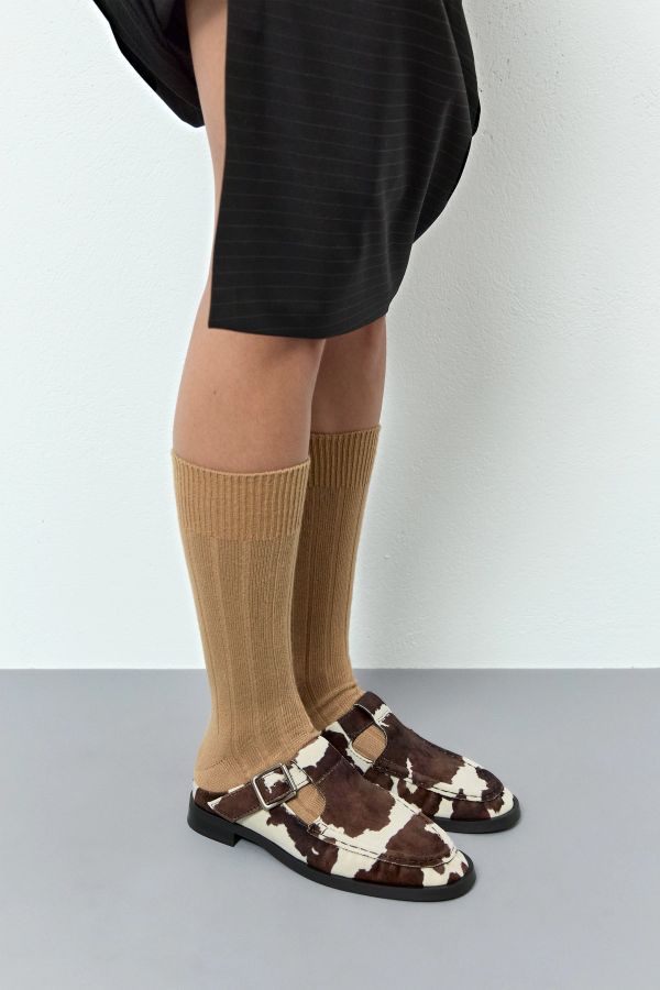 miista Gianna Mules Cow Print Faux Suede