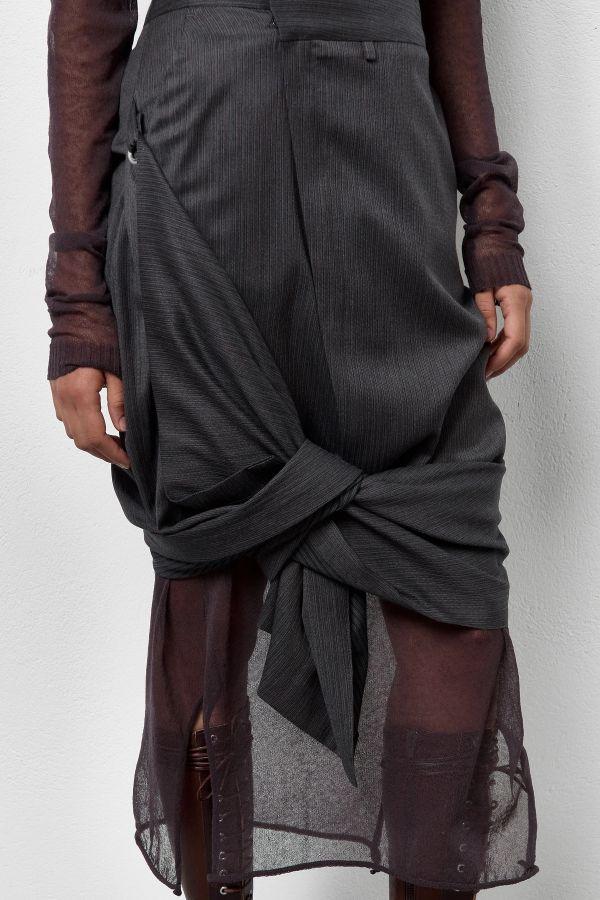 Miista Grethy Skirt Grey Pinstriped Virgin Wool