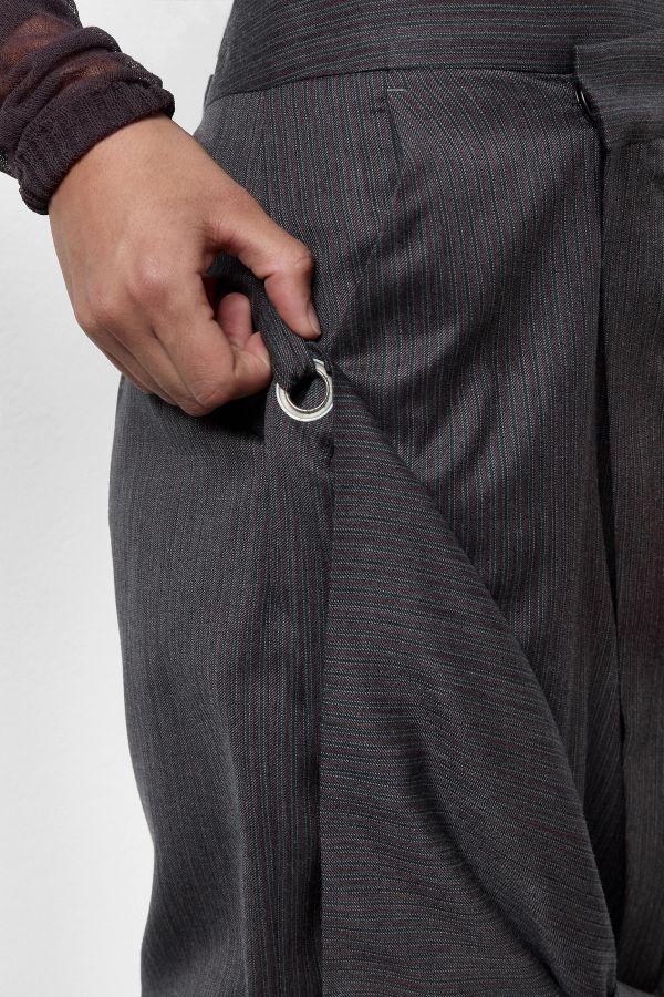 Miista Grethy Skirt Grey Pinstriped Virgin Wool