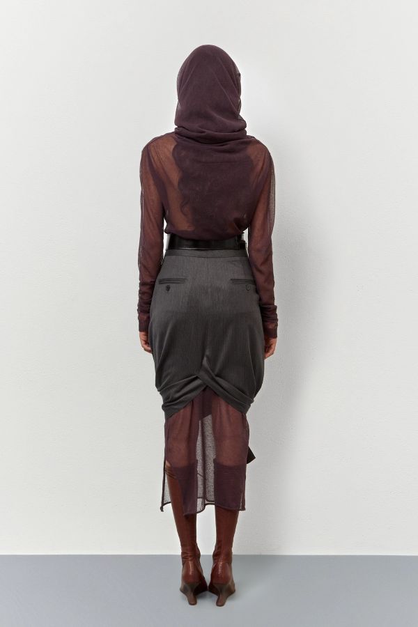 Miista Grethy Skirt Grey Pinstriped Virgin Wool