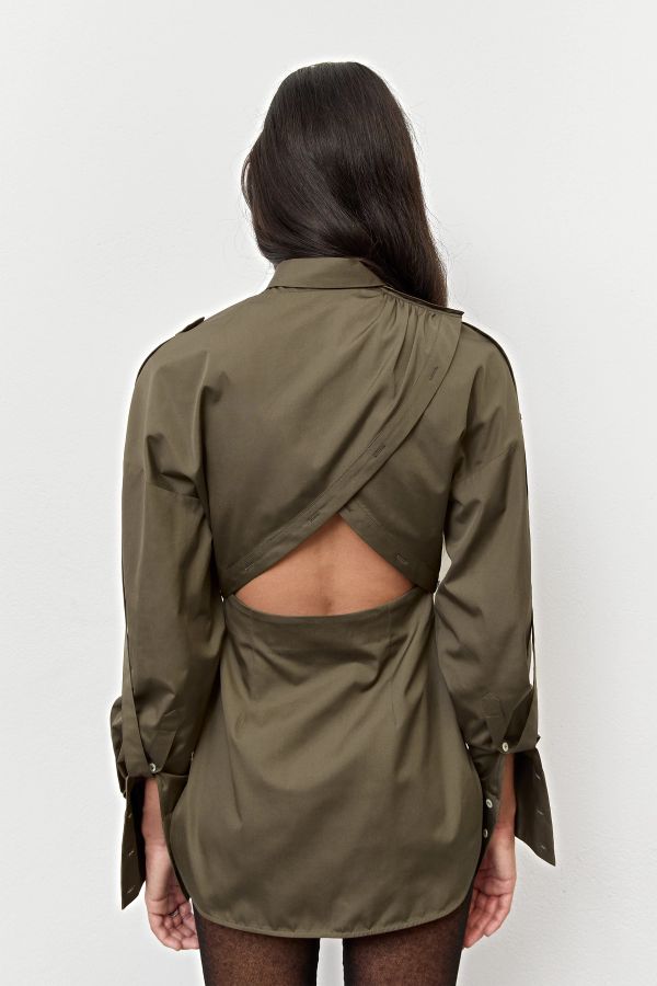 Miista Halia Shirt Khaki Multifunctional Cotton