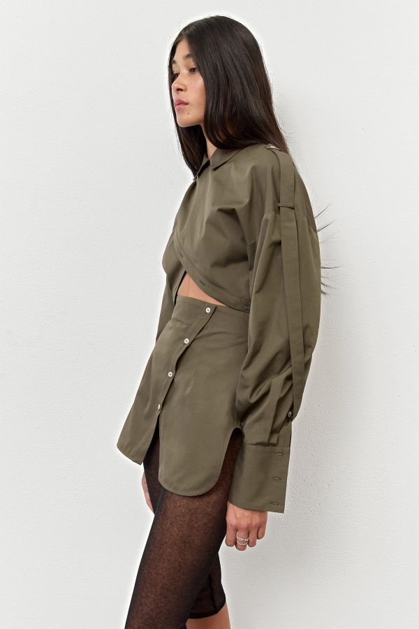 Miista Halia Shirt Khaki Multifunctional Cotton