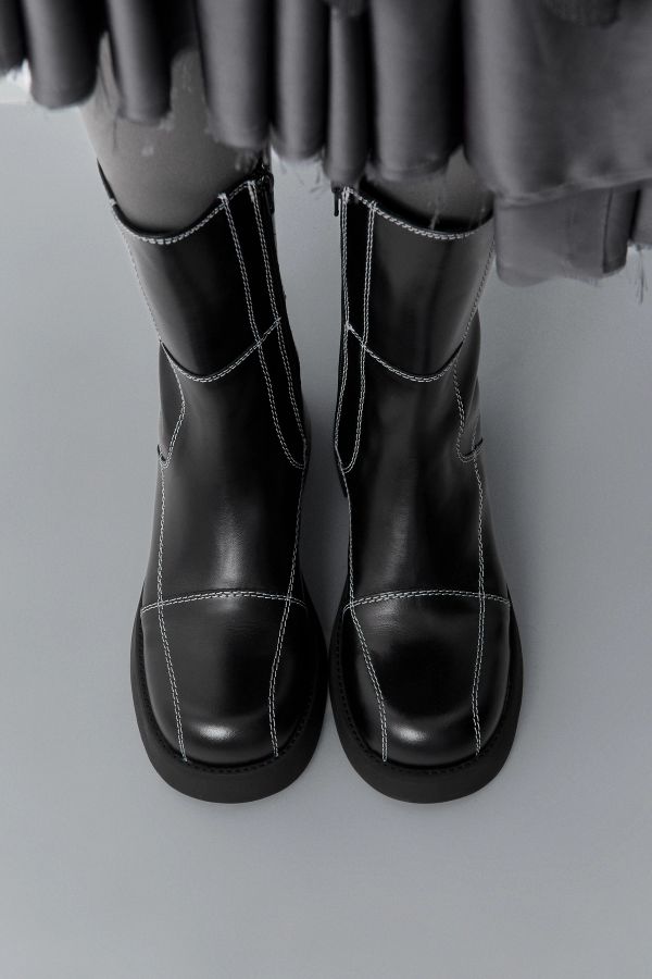 Miista Heya Boots Black Leather White Stitching