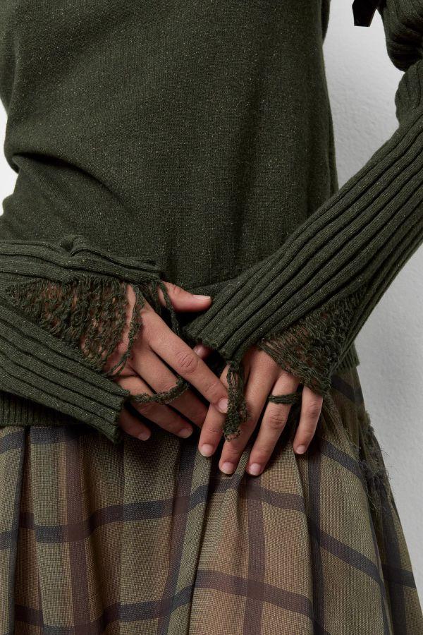 Miista Hilena Sleeves Khaki Wool Blend