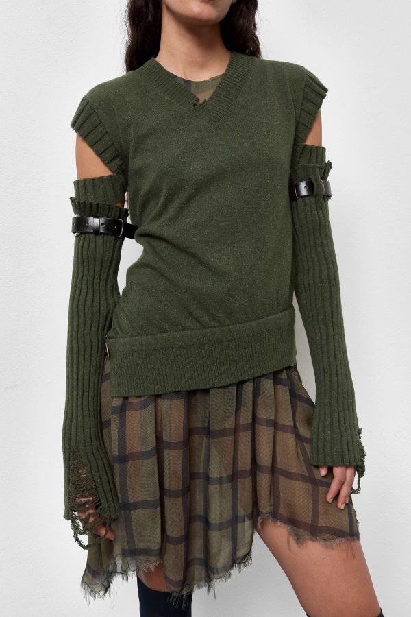 miista Hilena Sleeves Khaki Wool Blend