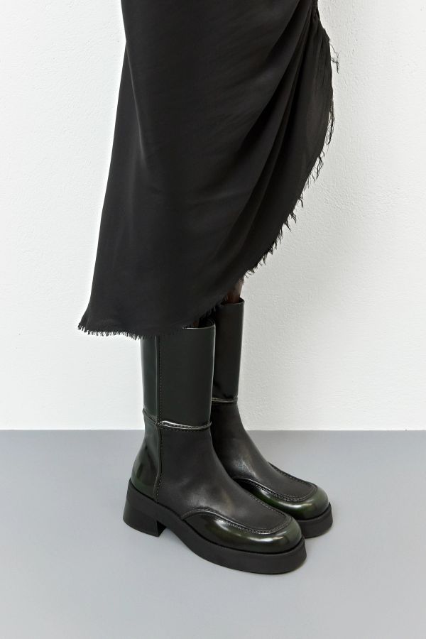 Miista Inne Boots Black Khaki Brush Off Leather