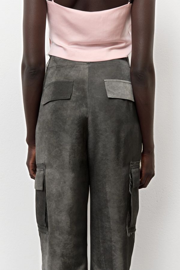 Miista Jaidy Trousers Satin Grey Curpo Cargo