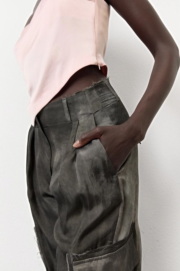 Miista Jaidy Trousers Satin Grey Curpo Cargo