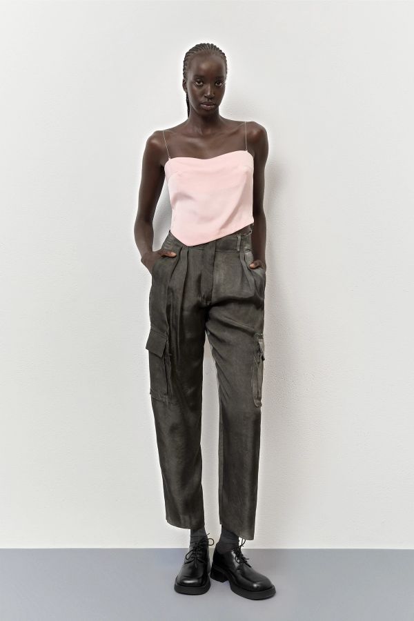 Miista Jaidy Trousers Satin Grey Curpo Cargo