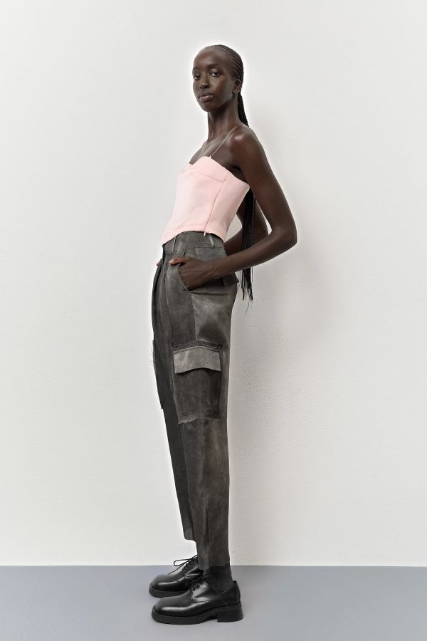 miista Jaidy Trousers Satin Grey Curpo Cargo