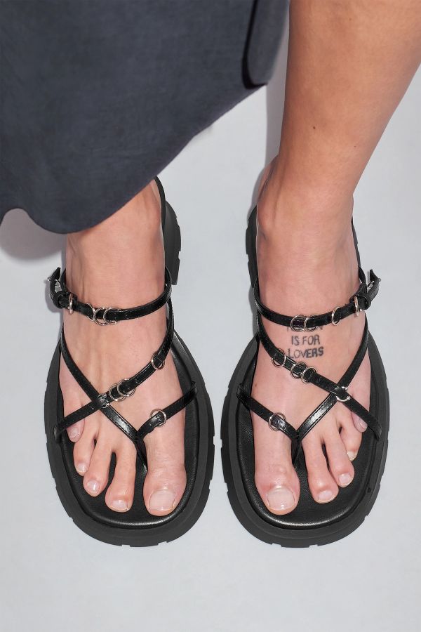 Miista Jaslene Sandals Black Pierced Leather