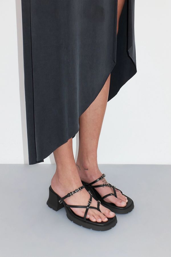 miista Jaslene Sandals Black Pierced Leather