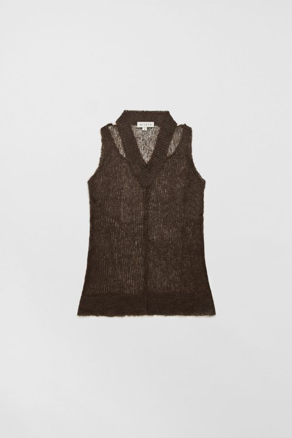 Miista Julyetah Top Brown Mohair Blend