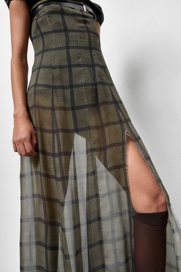 Miista Kelemi Dress Khaki Check Georgette