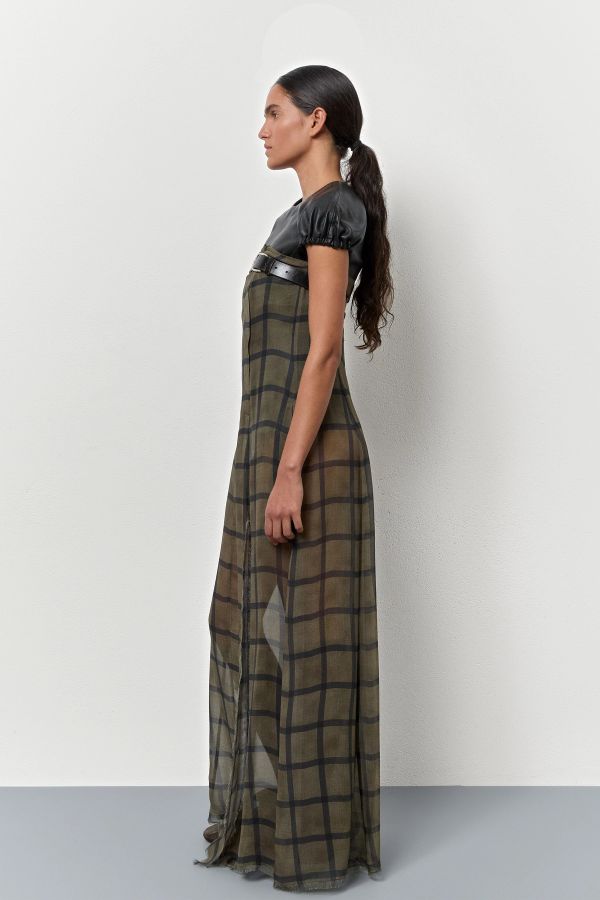 Miista Kelemi Dress Khaki Check Georgette