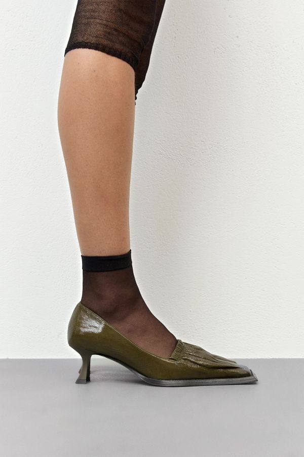 Miista Kika Courts Khaki Crinkled Patent Leather