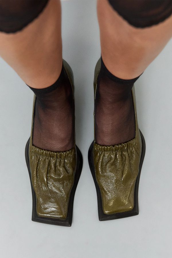 Miista Kika Courts Khaki Crinkled Patent Leather