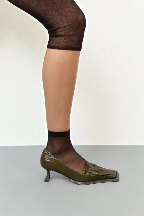 Miista Kika Courts Khaki Crinkled Patent Leather