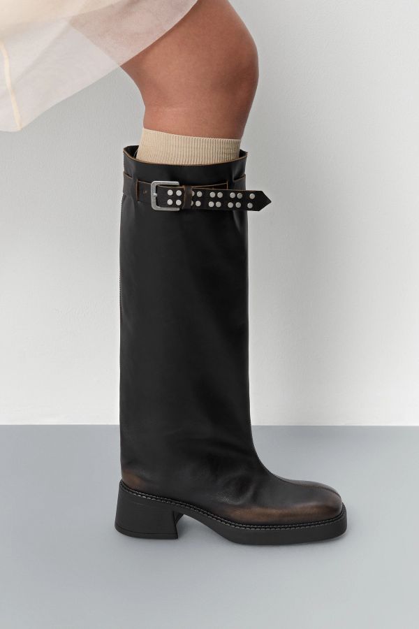 Miista Kristel Boots Brown Brushed Leather