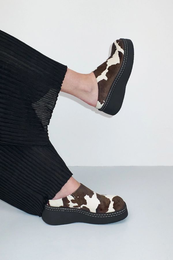 Miista Kristi Mules Cow Print Faux Suede
